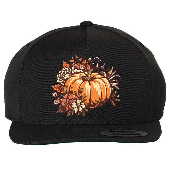 Fall Vintage Pumpkin Autumn Graphic Thanksgiving Wool Snapback Cap