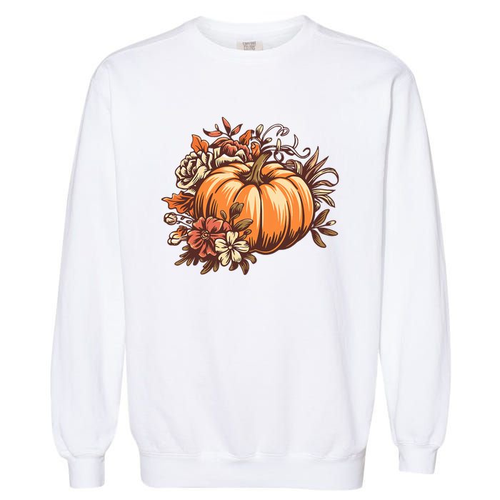 Fall Vintage Pumpkin Autumn Graphic Thanksgiving Garment-Dyed Sweatshirt