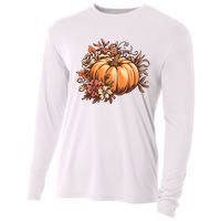 Fall Vintage Pumpkin Autumn Graphic Thanksgiving Cooling Performance Long Sleeve Crew