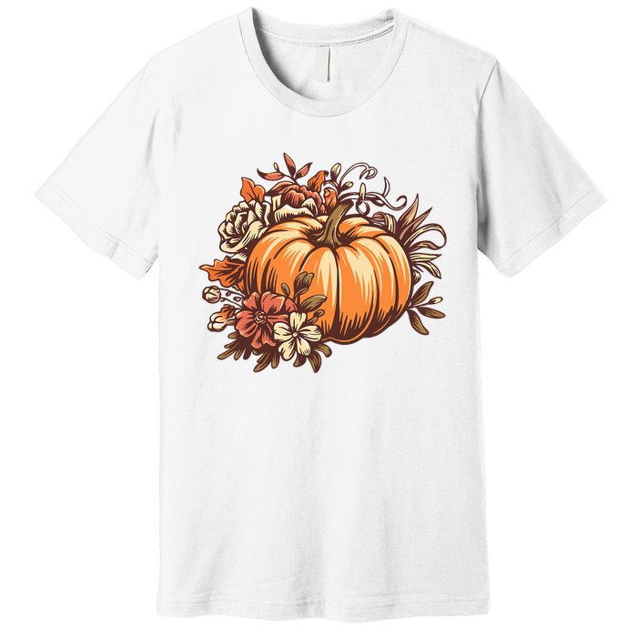 Fall Vintage Pumpkin Autumn Graphic Thanksgiving Premium T-Shirt