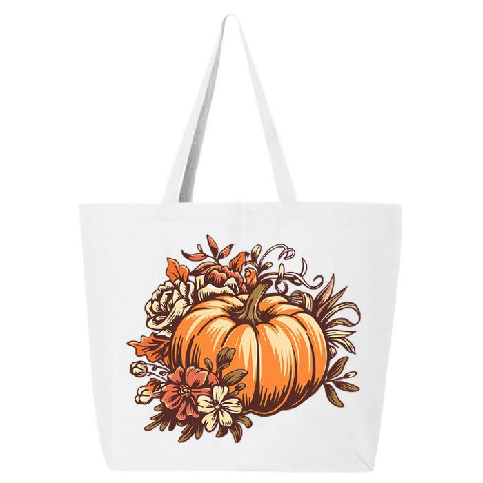 Fall Vintage Pumpkin Autumn Graphic Thanksgiving 25L Jumbo Tote