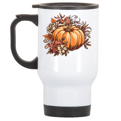 Fall Vintage Pumpkin Autumn Graphic Thanksgiving Stainless Steel Travel Mug