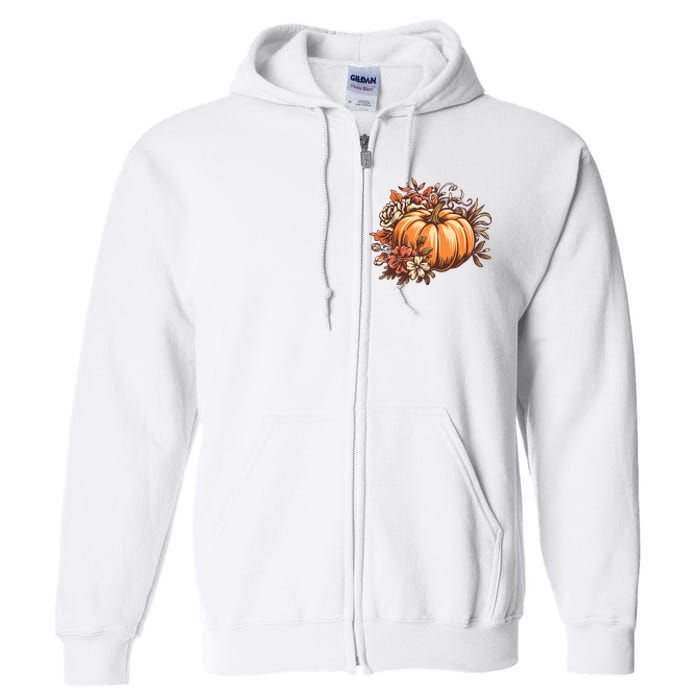 Fall Vintage Pumpkin Autumn Graphic Thanksgiving Full Zip Hoodie