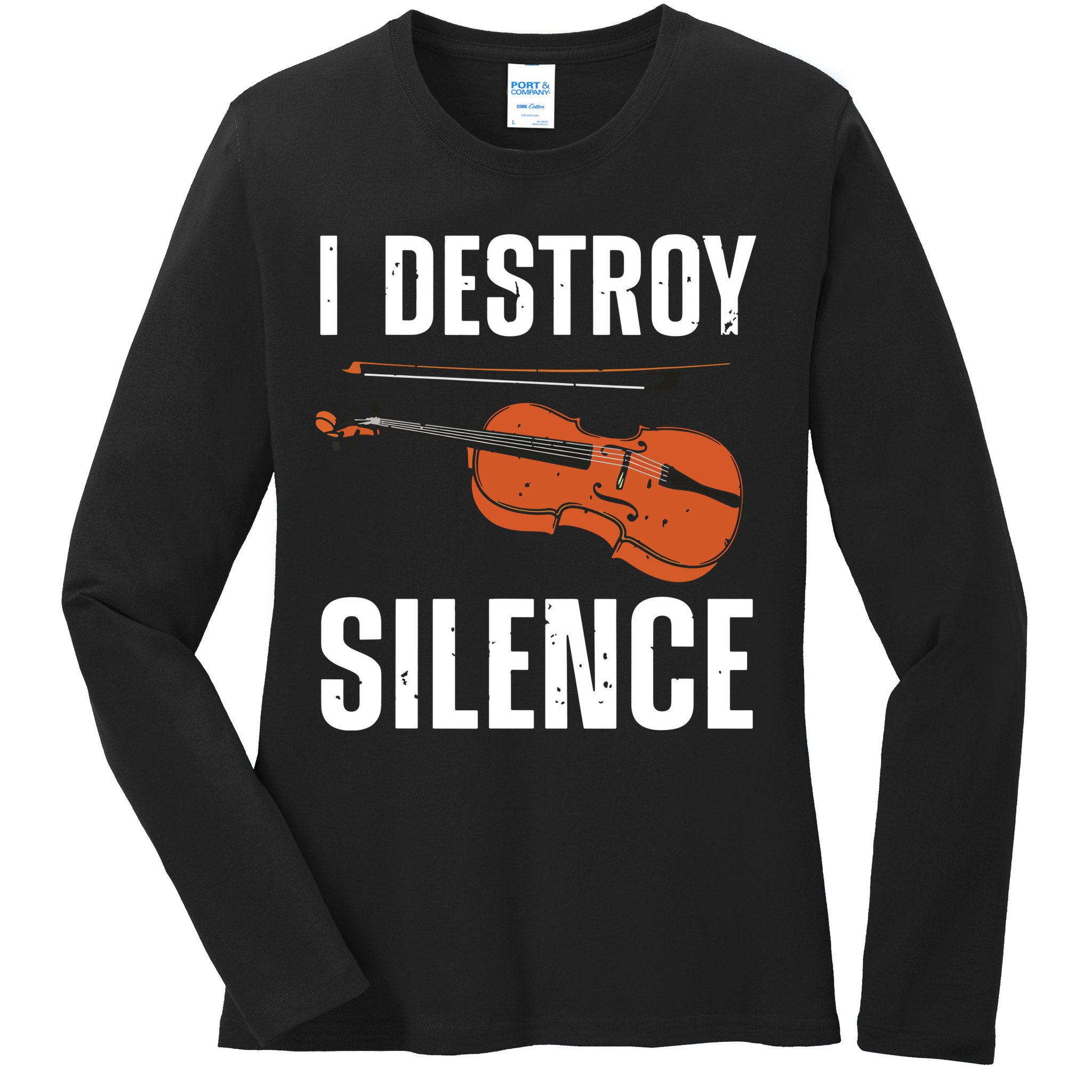 Funny Violin Player Art For Men Women Kids Fiddle Violinist Ladies Long Sleeve Shirt