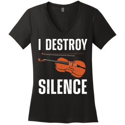 Funny Violin Player Art For Men Women Kids Fiddle Violinist Women's V-Neck T-Shirt
