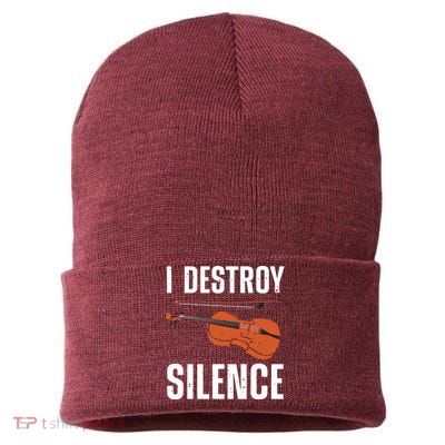 Funny Violin Player Art For Men Women Kids Fiddle Violinist Sustainable Knit Beanie