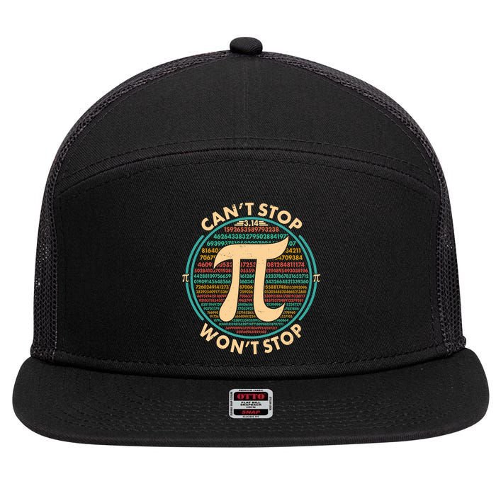 Funny Vintage Pi 3.14 Can't Stop Won't Stop 7 Panel Mesh Trucker Snapback Hat
