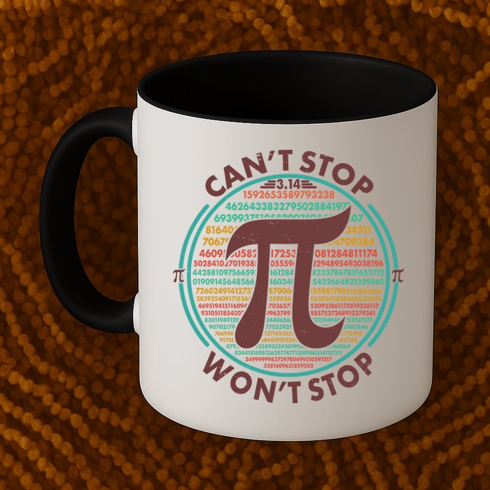 Funny Vintage Pi 3.14 Can't Stop Won't Stop Coffee Mug