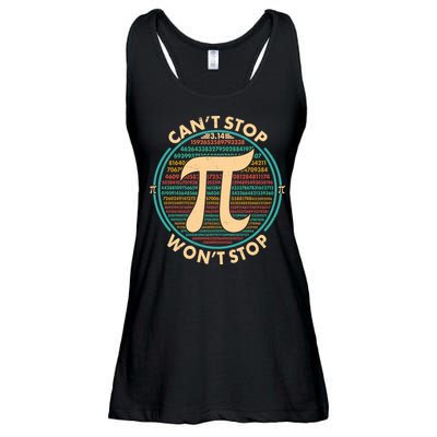 Funny Vintage Pi 3.14 Can't Stop Won't Stop Ladies Essential Flowy Tank