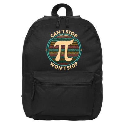 Funny Vintage Pi 3.14 Can't Stop Won't Stop 16 in Basic Backpack