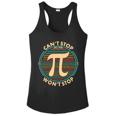 Funny Vintage Pi 3.14 Can't Stop Won't Stop Ladies PosiCharge Competitor Racerback Tank