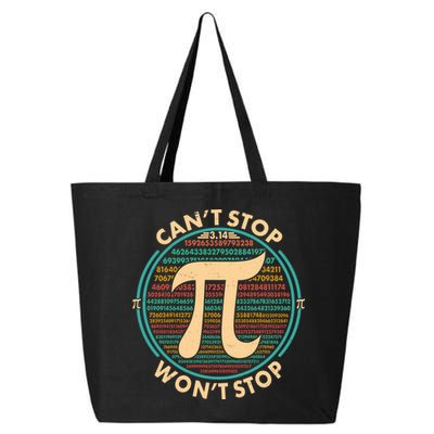 Funny Vintage Pi 3.14 Can't Stop Won't Stop 25L Jumbo Tote