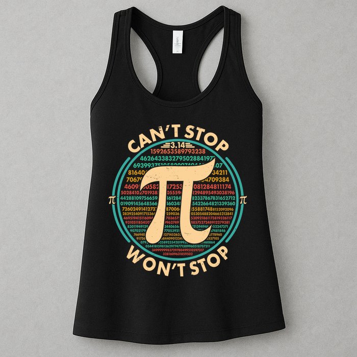 Funny Vintage Pi 3.14 Can't Stop Won't Stop Womens Tank Top