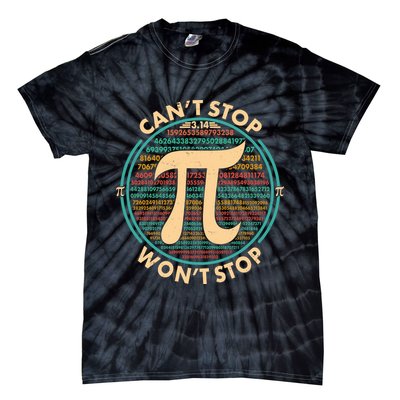 Funny Vintage Pi 3.14 Can't Stop Won't Stop Tie-Dye T-Shirt