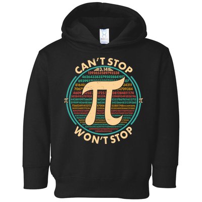 Funny Vintage Pi 3.14 Can't Stop Won't Stop Toddler Hoodie