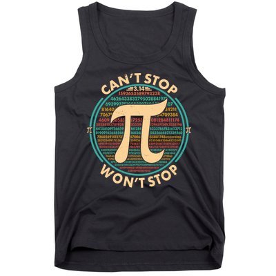 Funny Vintage Pi 3.14 Can't Stop Won't Stop Tank Top