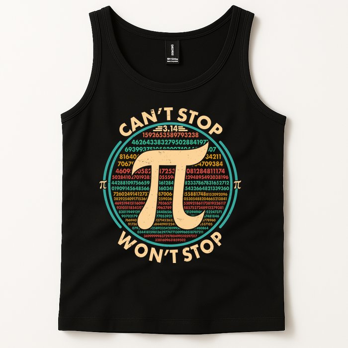 Funny Vintage Pi 3.14 Can't Stop Won't Stop Tank Top