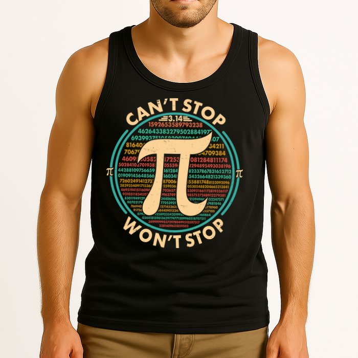 Funny Vintage Pi 3.14 Can't Stop Won't Stop Tank Top