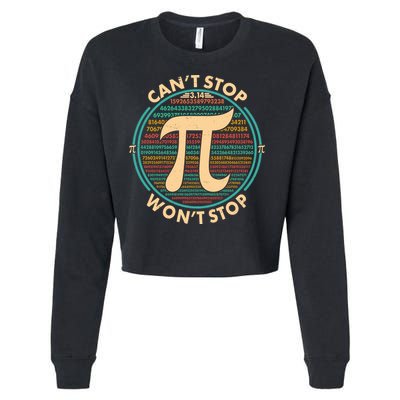 Funny Vintage Pi 3.14 Can't Stop Won't Stop Cropped Pullover Crew