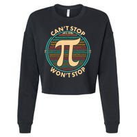 Funny Vintage Pi 3.14 Can't Stop Won't Stop Cropped Pullover Crew