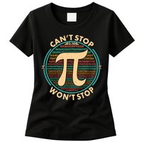 Funny Vintage Pi 3.14 Can't Stop Won't Stop Womens T-Shirt