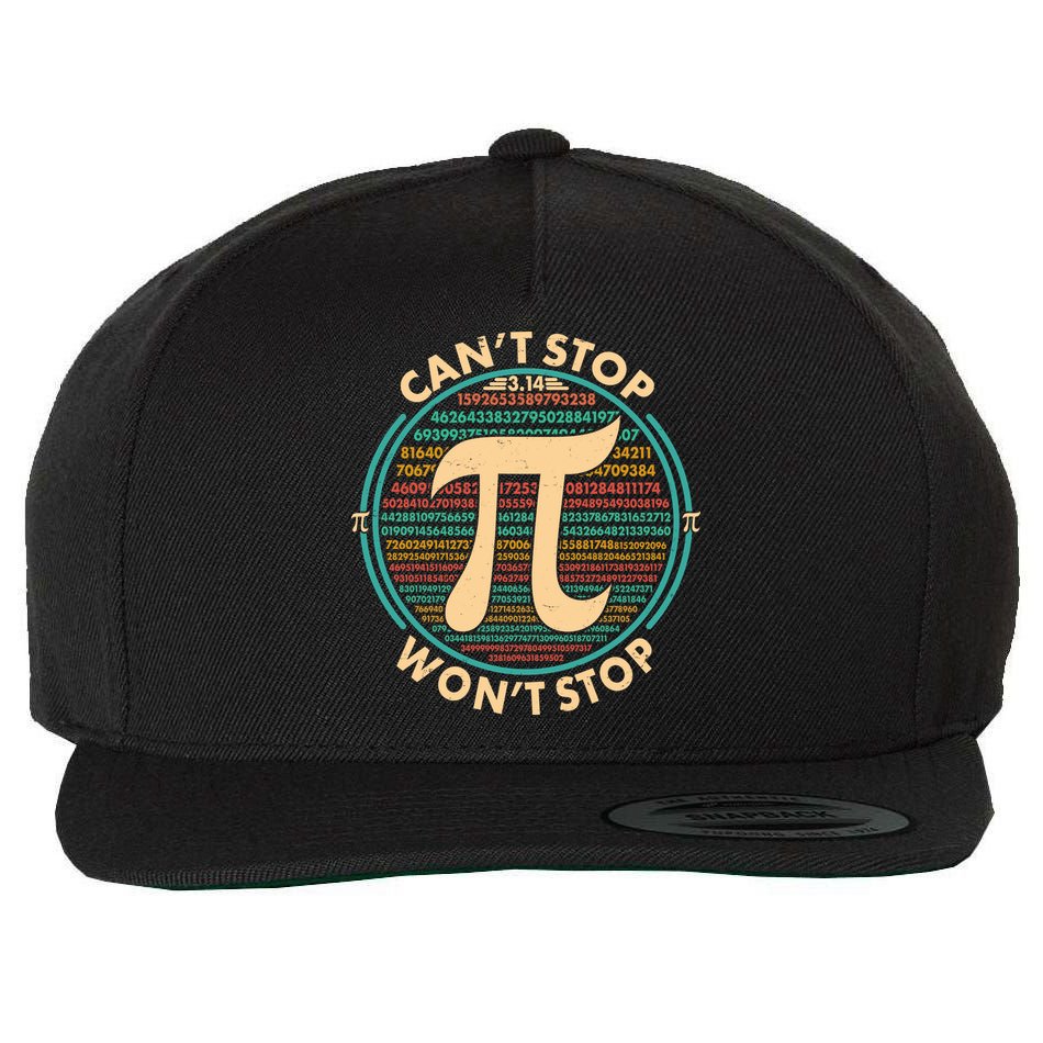 Funny Vintage Pi 3.14 Can't Stop Won't Stop Wool Snapback Cap