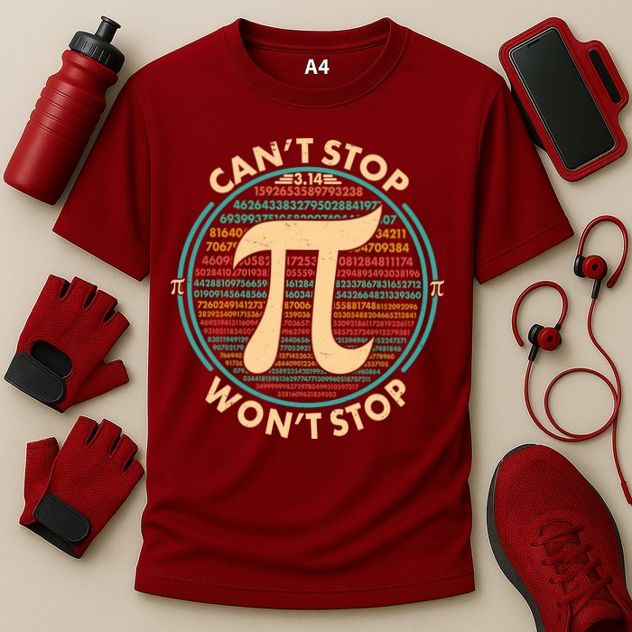 Funny Vintage Pi 3.14 Can't Stop Won't Stop Cooling Performance Crew T-Shirt