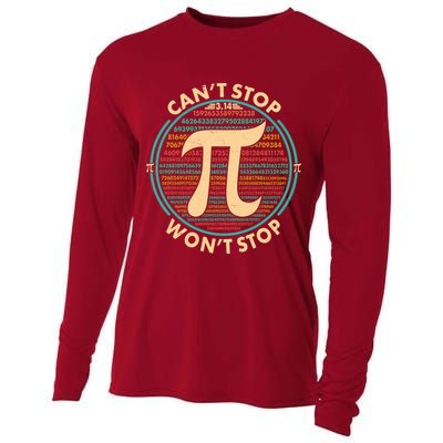 Funny Vintage Pi 3.14 Can't Stop Won't Stop Cooling Performance Long Sleeve Crew
