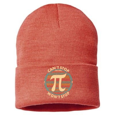 Funny Vintage Pi 3.14 Can't Stop Won't Stop Sustainable Knit Beanie