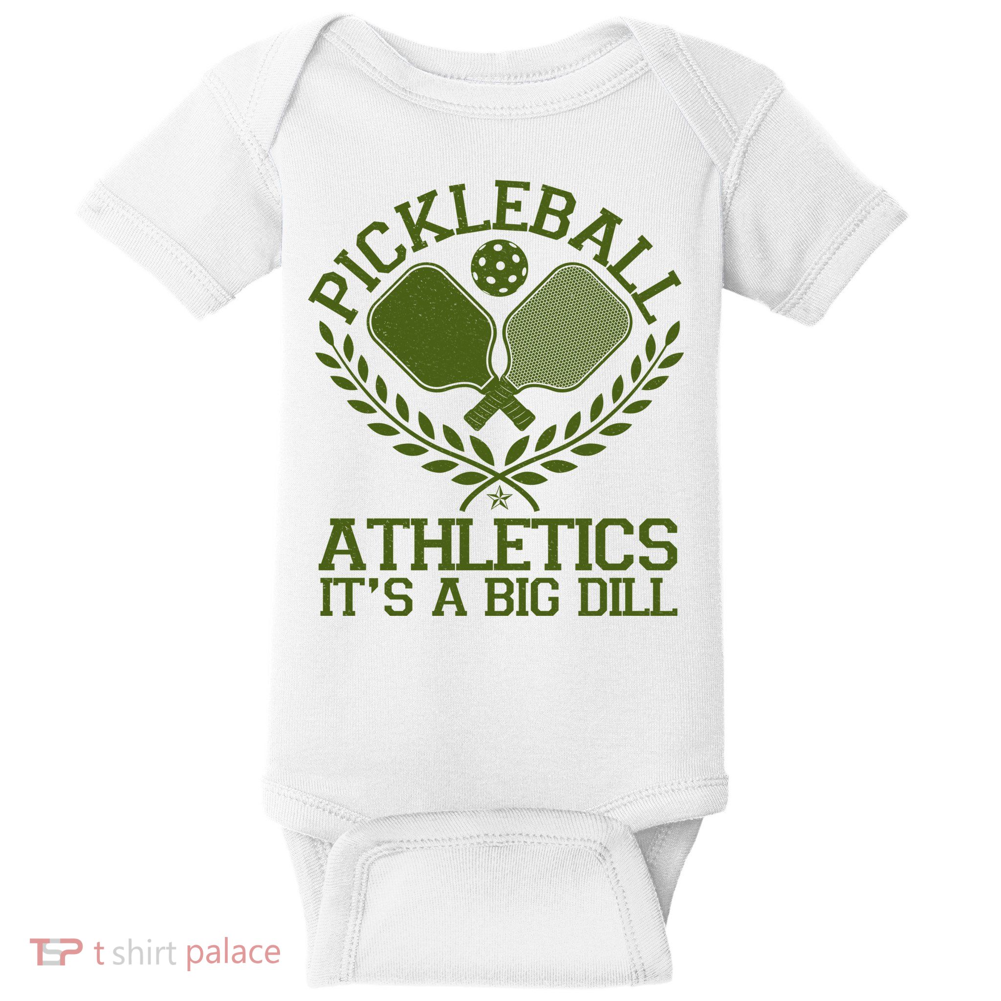 Funny Vintage Pickleball Athletics It's A Big Dill Baby Bodysuit