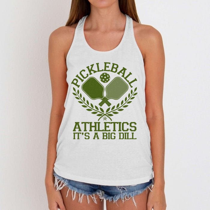 Funny Vintage Pickleball Athletics It's A Big Dill Women's Knotted Racerback Tank