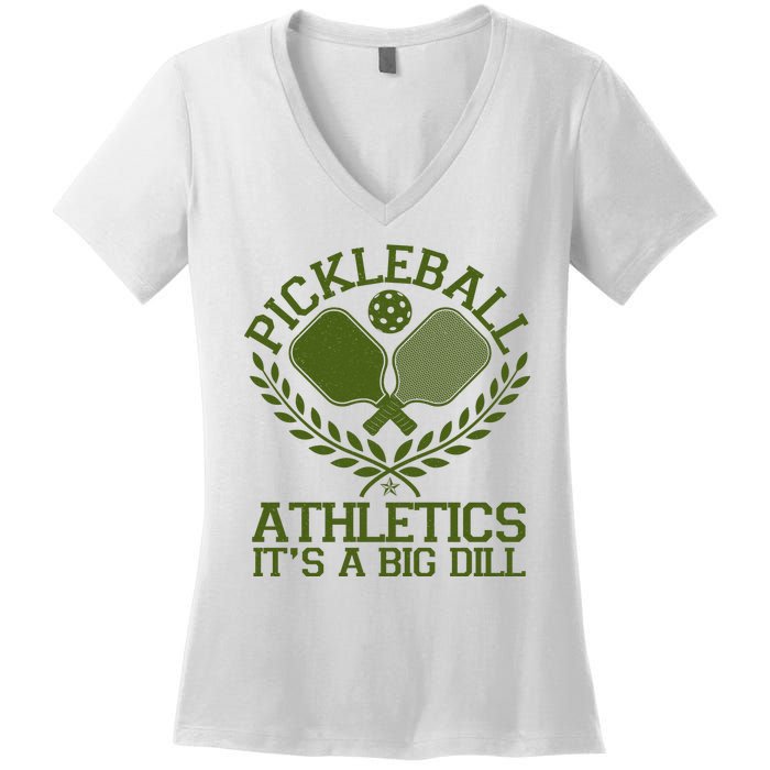 Funny Vintage Pickleball Athletics It's A Big Dill Women's V-Neck T-Shirt