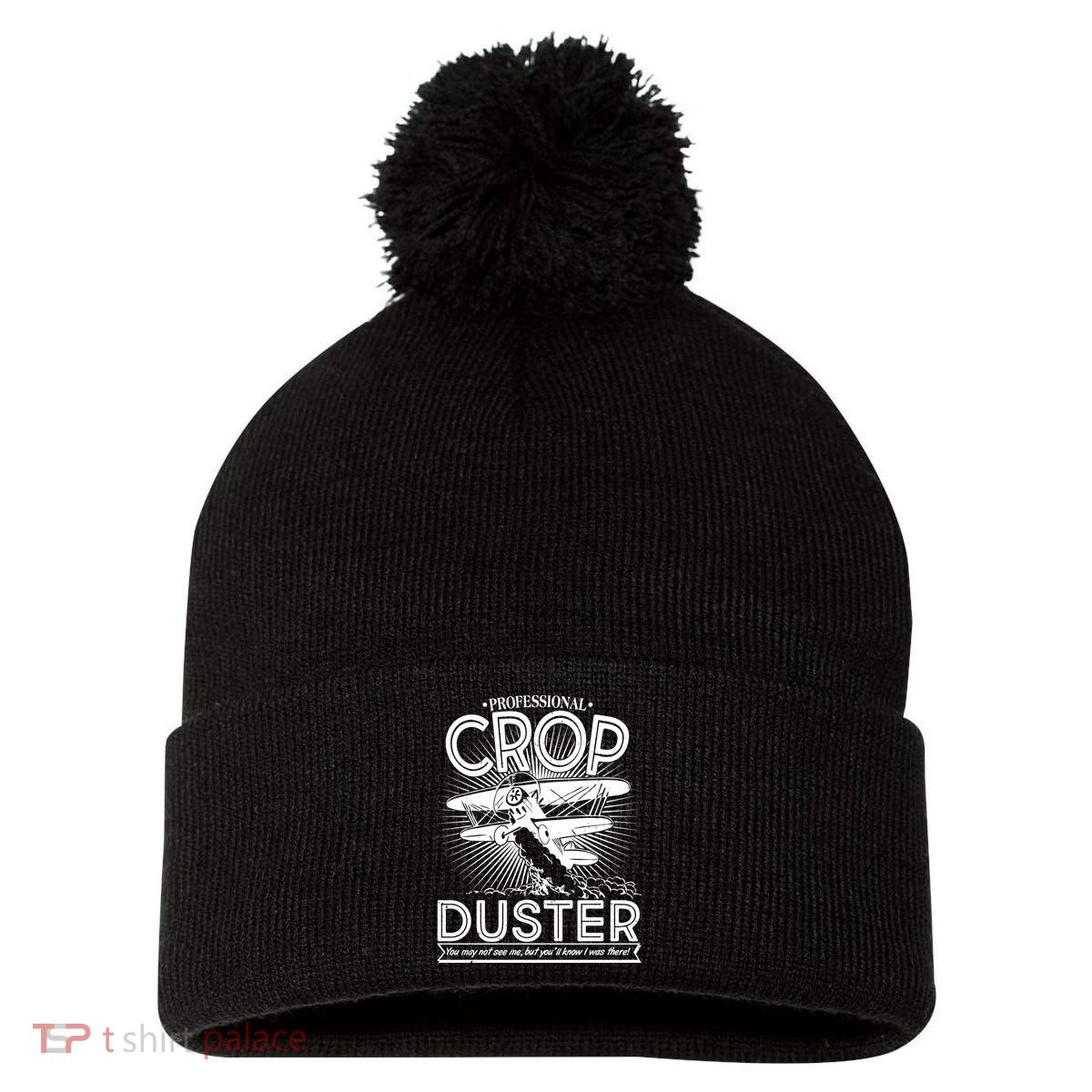 Funny Vintage Professional Crop Duster Pom Pom 12in Knit Beanie