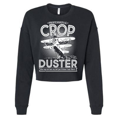 Funny Vintage Professional Crop Duster Cropped Pullover Crew