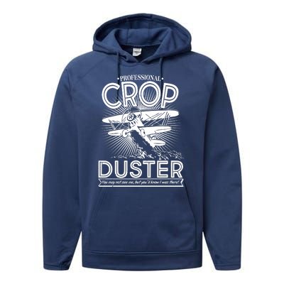 Funny Vintage Professional Crop Duster Performance Fleece Hoodie