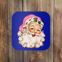 Funny Vintage Pink Santa Claus Pink Christmas Design Xmas Coaster