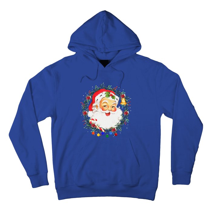 Funny Vintage Pink Santa Claus Pink Christmas Design Hoodie