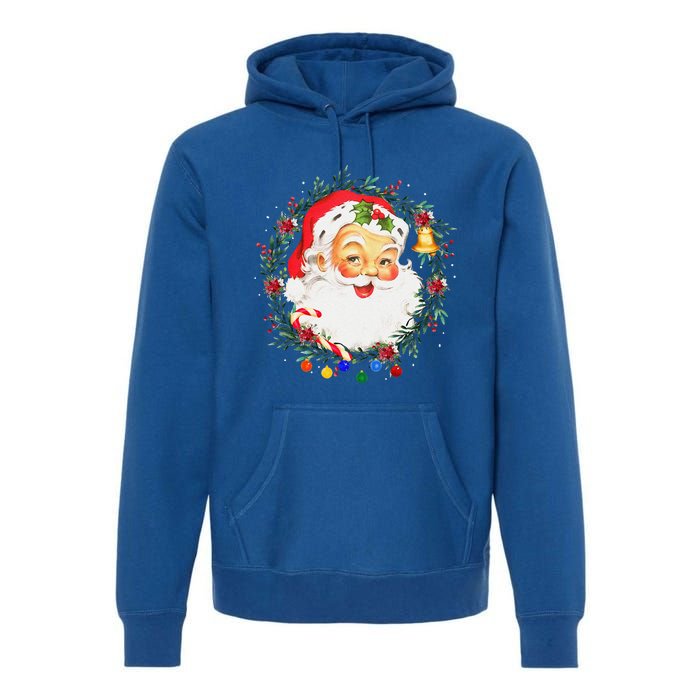 Funny Vintage Pink Santa Claus Pink Christmas Design Premium Hoodie