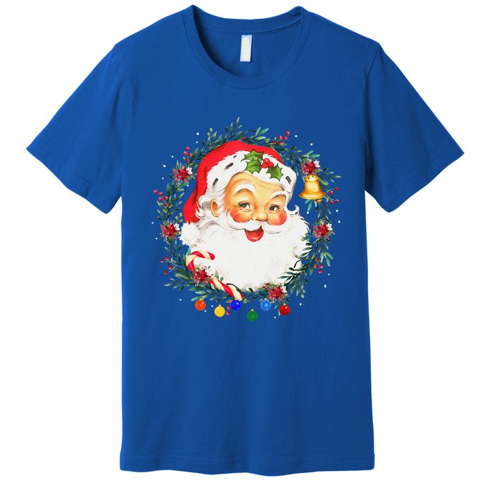 Funny Vintage Pink Santa Claus Pink Christmas Design Premium T-Shirt