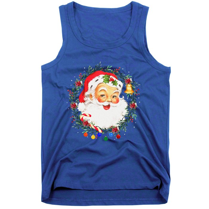 Funny Vintage Pink Santa Claus Pink Christmas Design Tank Top