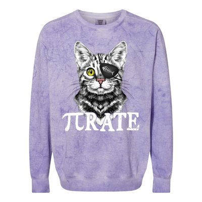 Funny Vintage Pi Day 314 PiRate Pirate Cat Colorblast Crewneck Sweatshirt