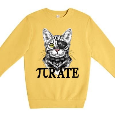 Funny Vintage Pi Day 314 PiRate Pirate Cat Premium Crewneck Sweatshirt