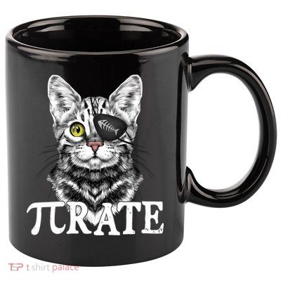 Funny Vintage Pi Day 314 PiRate Pirate Cat 11oz C Handle Ceramic Mug