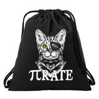 Funny Vintage Pi Day 314 PiRate Pirate Cat Drawstring Bag