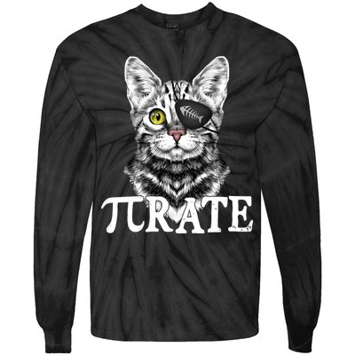 Funny Vintage Pi Day 314 PiRate Pirate Cat Tie-Dye Long Sleeve Shirt