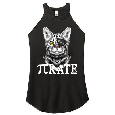 Funny Vintage Pi Day 314 PiRate Pirate Cat Women's Perfect Tri Rocker Tank