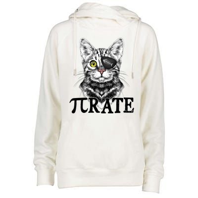 Funny Vintage Pi Day 314 PiRate Pirate Cat Womens Funnel Neck Pullover Hood