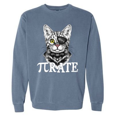 Funny Vintage Pi Day 314 PiRate Pirate Cat Garment-Dyed Sweatshirt