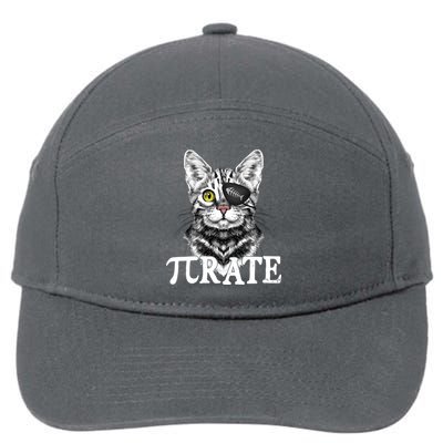 Funny Vintage Pi Day 314 PiRate Pirate Cat 7-Panel Snapback Hat