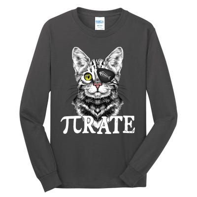 Funny Vintage Pi Day 314 PiRate Pirate Cat Tall Long Sleeve T-Shirt